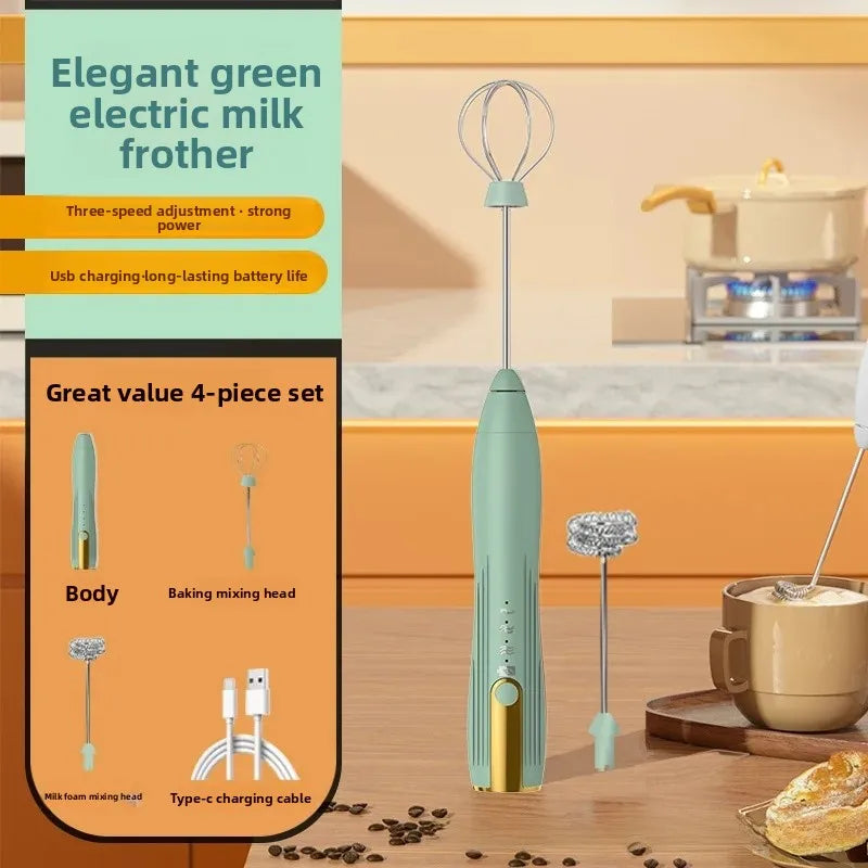 2-in-1 USB Rechargeable Electric Egg Beater & Milk Frother — Double Head Whisk