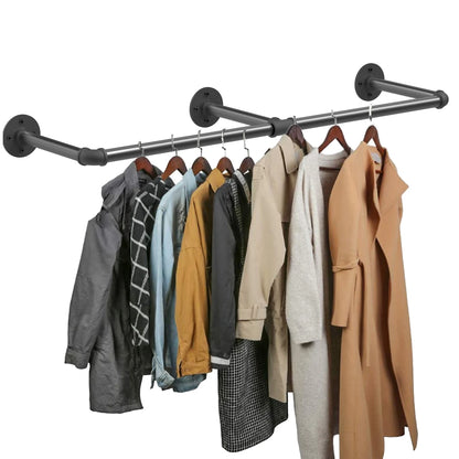 Industrial Pipe Clothes Rack — Heavy Duty Wall Mounted Garment Bar, Detachable 90–180cm