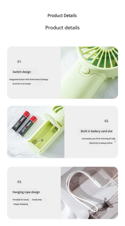 Mini Handheld Fan – Portable Personal Cooler for Summer