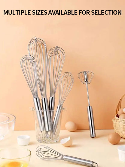 Stainless Steel Manual Egg Beater — Hand Whisk for Baking & Cooking