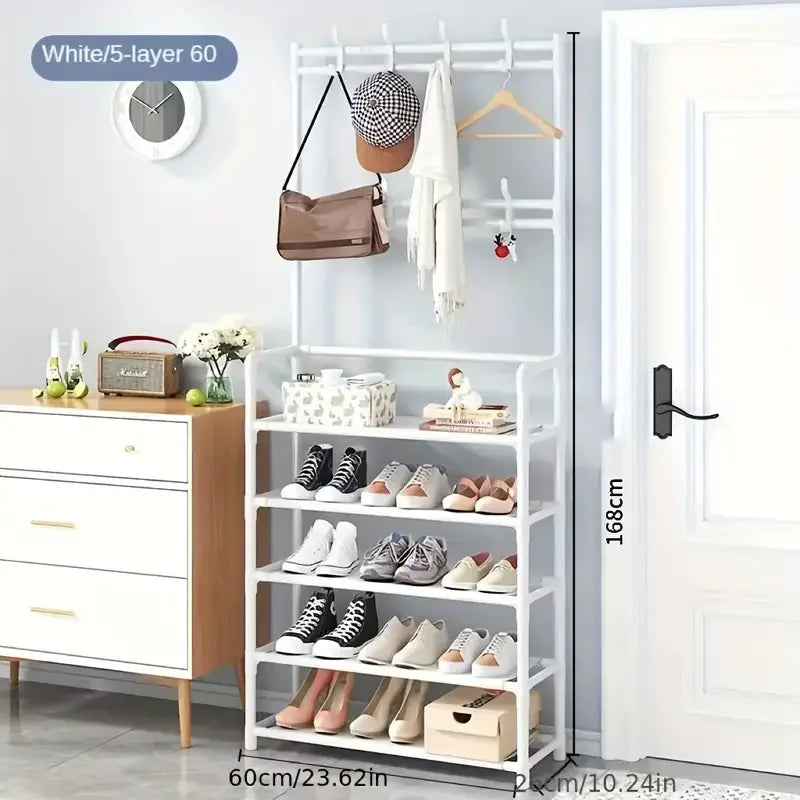 Hallway Clothes Hanger and Shoe Rack — Entryway Organizer for Shoes, Coats, Hats & Bags