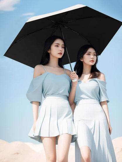 Compact Travel Mini Umbrella — UV Protection 5-Fold Ultra Lightweight Sunshade