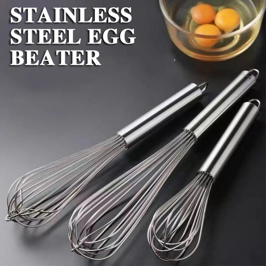 Stainless Steel Manual Egg Beater — Hand Whisk for Baking & Cooking