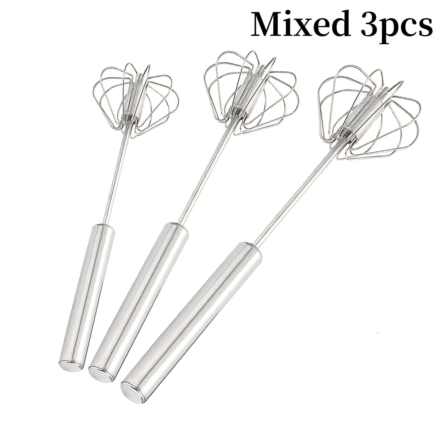 Semi-Automatic Egg Whisk — Stainless Steel Manual Stirring Rod & Cream Blender