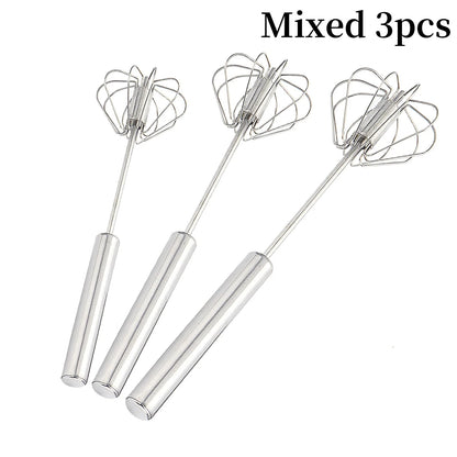 Semi-Automatic Egg Whisk — Stainless Steel Manual Stirring Rod & Cream Blender