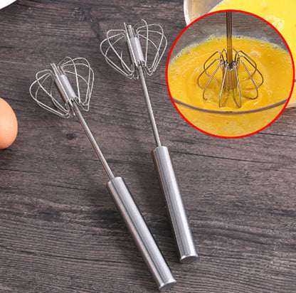 Semi-Automatic Egg Whisk — Stainless Steel Manual Stirring Rod & Cream Blender
