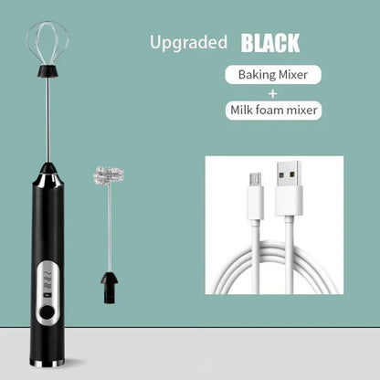 2-in-1 USB Rechargeable Electric Egg Beater & Milk Frother — Double Head Whisk