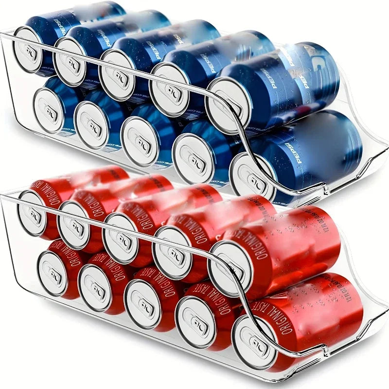 Auto-Rolling Soda Can Dispenser — Fridge & Pantry Organizer Rack