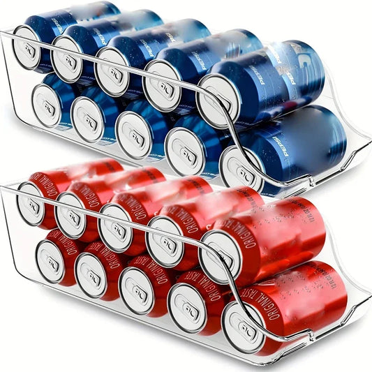 Auto-Rolling Soda Can Dispenser — Fridge & Pantry Organizer Rack