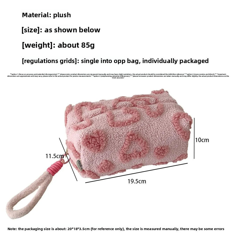 Plush Love Heart Cosmetic Bag – Travel Makeup Organizer