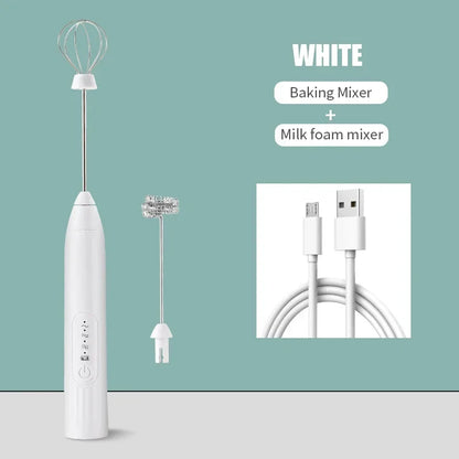 2-in-1 USB Rechargeable Electric Egg Beater & Milk Frother — Double Head Whisk