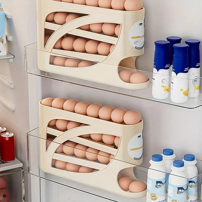 3-Tier Rolling Egg Storage Container for Fridge — Holds 24 Eggs