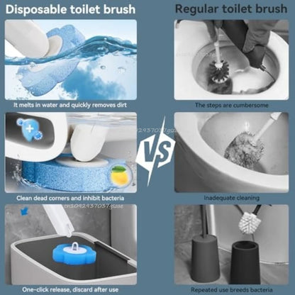 Disposable Toilet Brush – One-Click Replacement Heads, Wall Mounted
