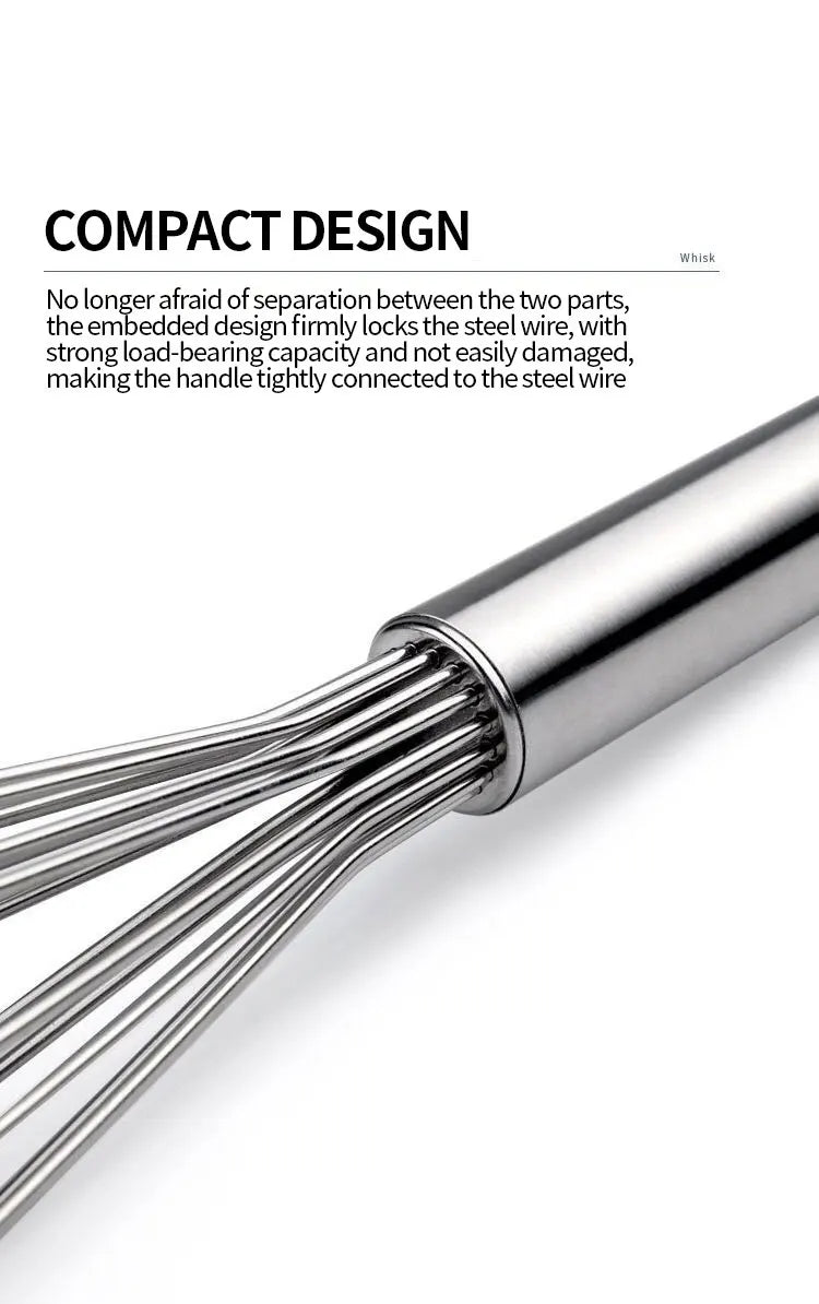 Stainless Steel Manual Egg Beater — Hand Whisk for Baking & Cooking