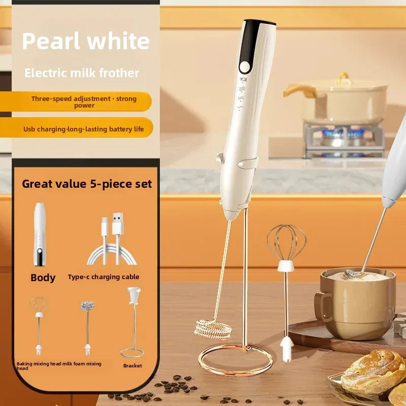 2-in-1 USB Rechargeable Electric Egg Beater & Milk Frother — Double Head Whisk