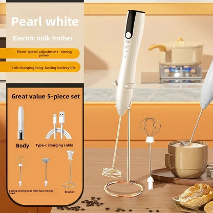 2-in-1 USB Rechargeable Electric Egg Beater & Milk Frother — Double Head Whisk