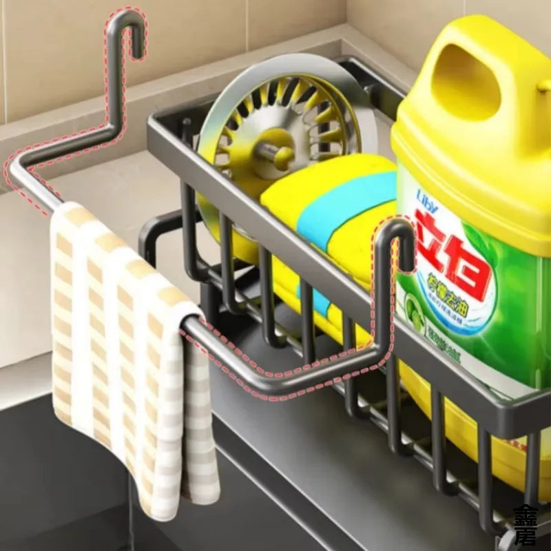 Tap-Mounted Sink Spice Shelf — Compact Kitchen Organizer with Drainage Rack for Utensils