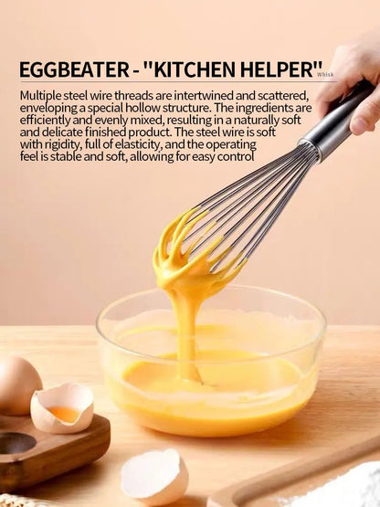 Stainless Steel Manual Egg Beater — Hand Whisk for Baking & Cooking