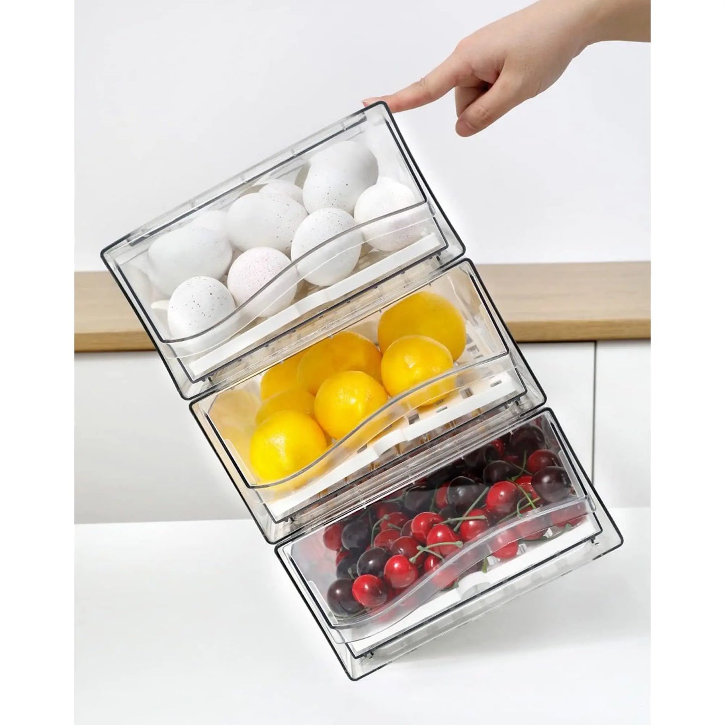 Stackable Fridge Organizer Bins — Reusable Food Storage Containers