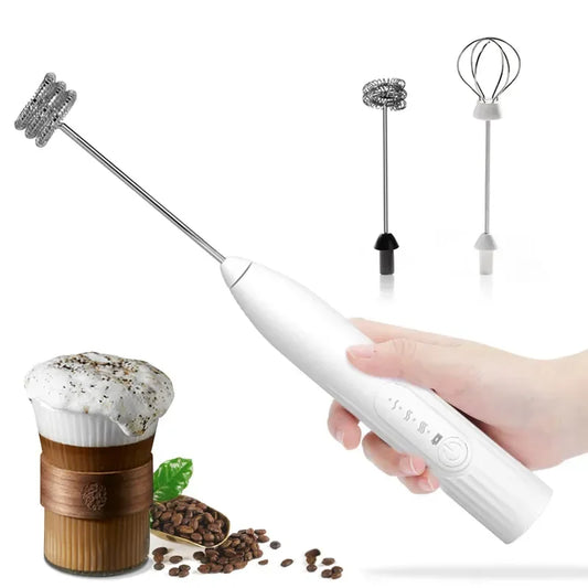 2-in-1 USB Rechargeable Electric Egg Beater & Milk Frother — Double Head Whisk