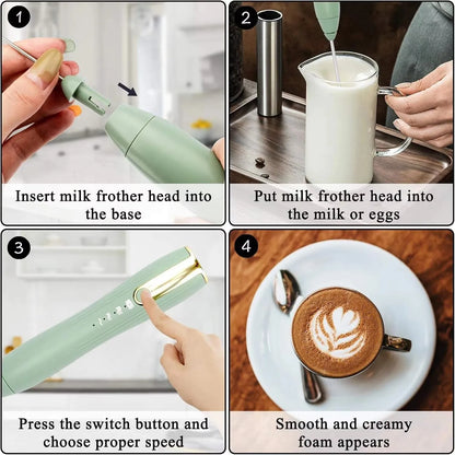 2-in-1 USB Rechargeable Electric Egg Beater & Milk Frother — Double Head Whisk