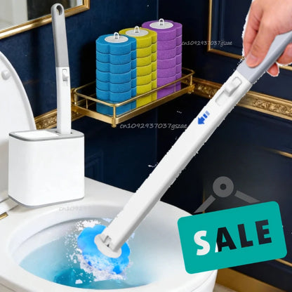 Disposable Toilet Brush – One-Click Replacement Heads, Wall Mounted