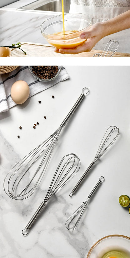 Rotary Manual Egg Beater — Stainless Steel Hand Whisk Mixer