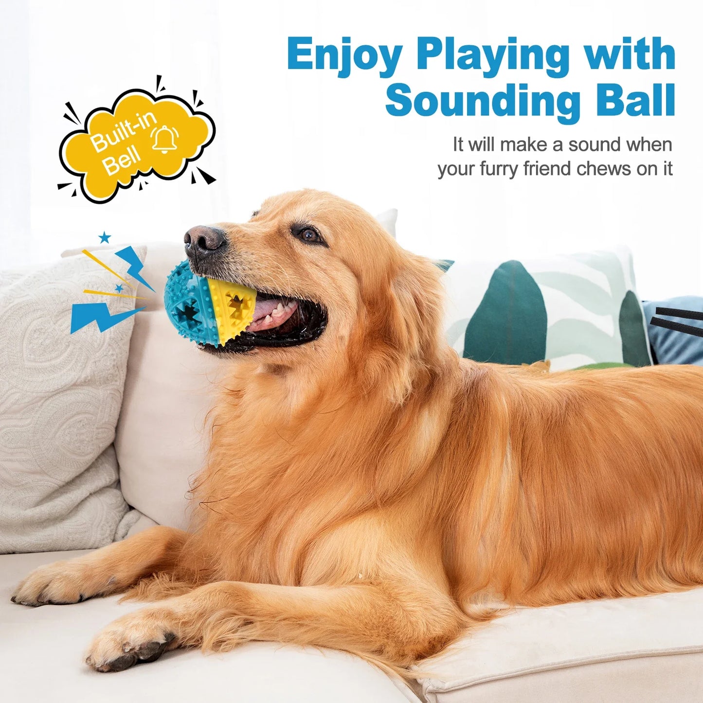 Dog Chew Toy Ball — Teeth Cleaning Leaking Food Interactive Puzzle Ball for Dogs
