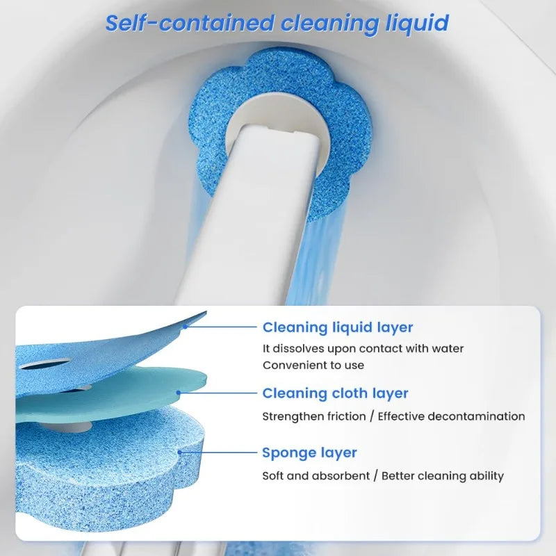 Disposable Toilet Brush – One-Click Replacement Heads, Wall Mounted