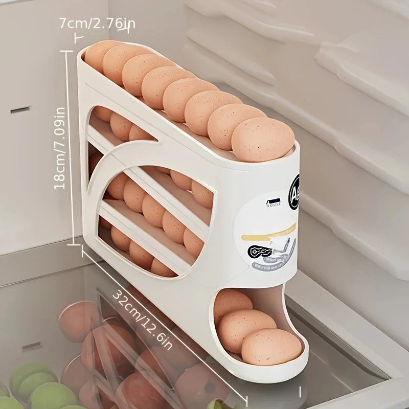 3-Tier Rolling Egg Storage Container for Fridge — Holds 24 Eggs