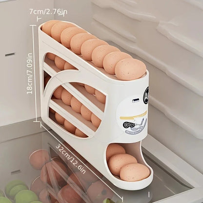 3-Tier Rolling Egg Storage Container for Fridge — Holds 24 Eggs