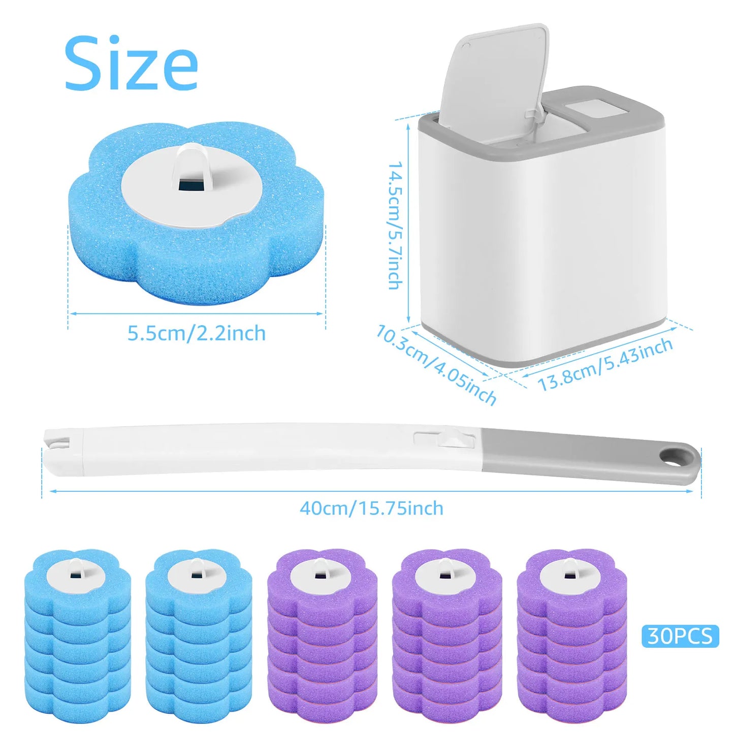 Disposable Toilet Brush Kit – Replacement Heads with Long Handle & Wall Mount