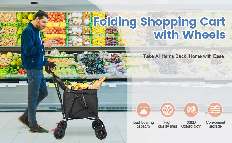 Multifunctional Folding Cart — Portable Market Trolley, Pet Stroller & Picnic Bag Carrier