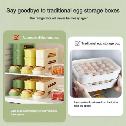 Durable Slide Egg Organizer Rack — 2, 3 & 4 Layer | Large Capacity Fridge Storage Box