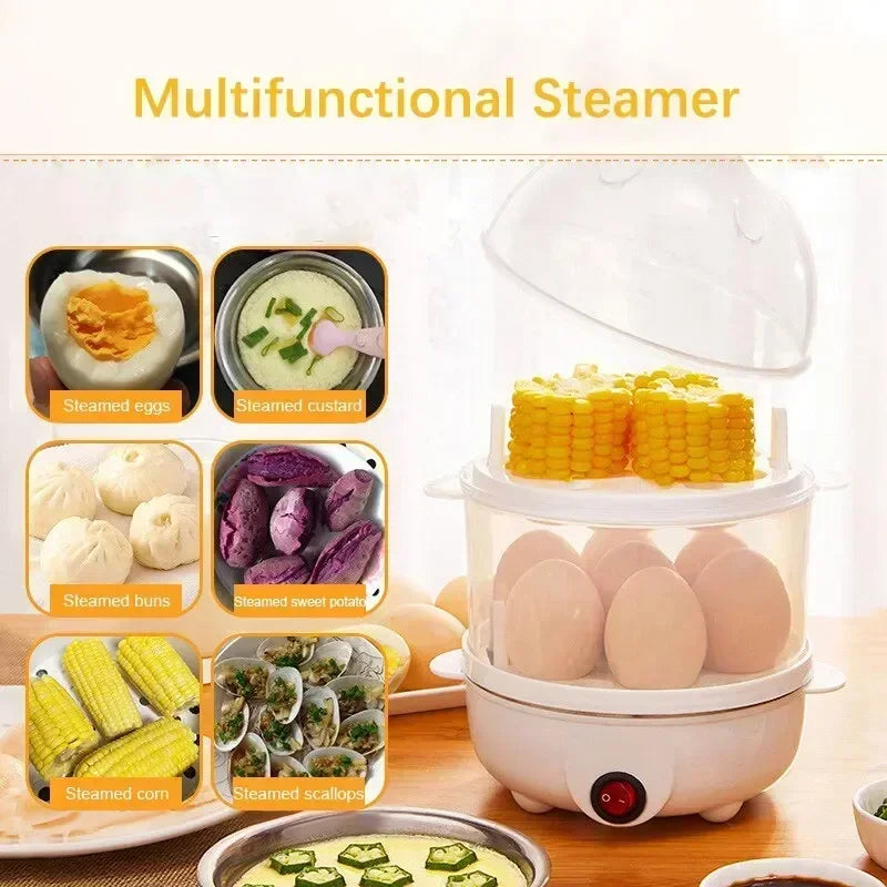 Double Layer Electric Egg Cooker & Steamer — Boil, Poach & Steam Eggs and Veggies