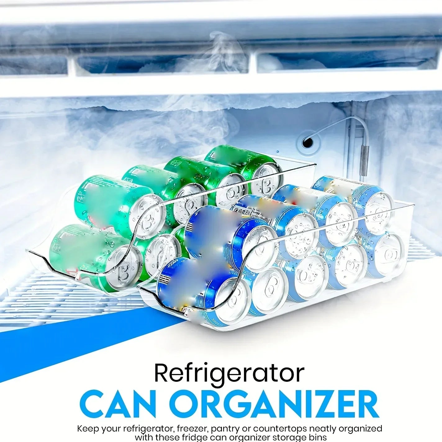 Auto-Rolling Soda Can Dispenser — Fridge & Pantry Organizer Rack