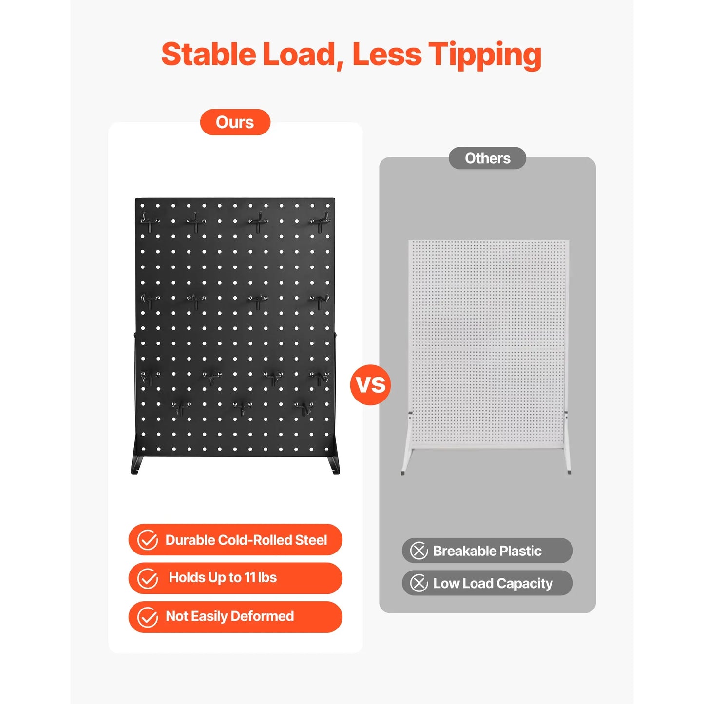 Tabletop Pegboard Display Stand — 17x13in Steel Peg Board with 15 Hooks for Retail & Jewelry