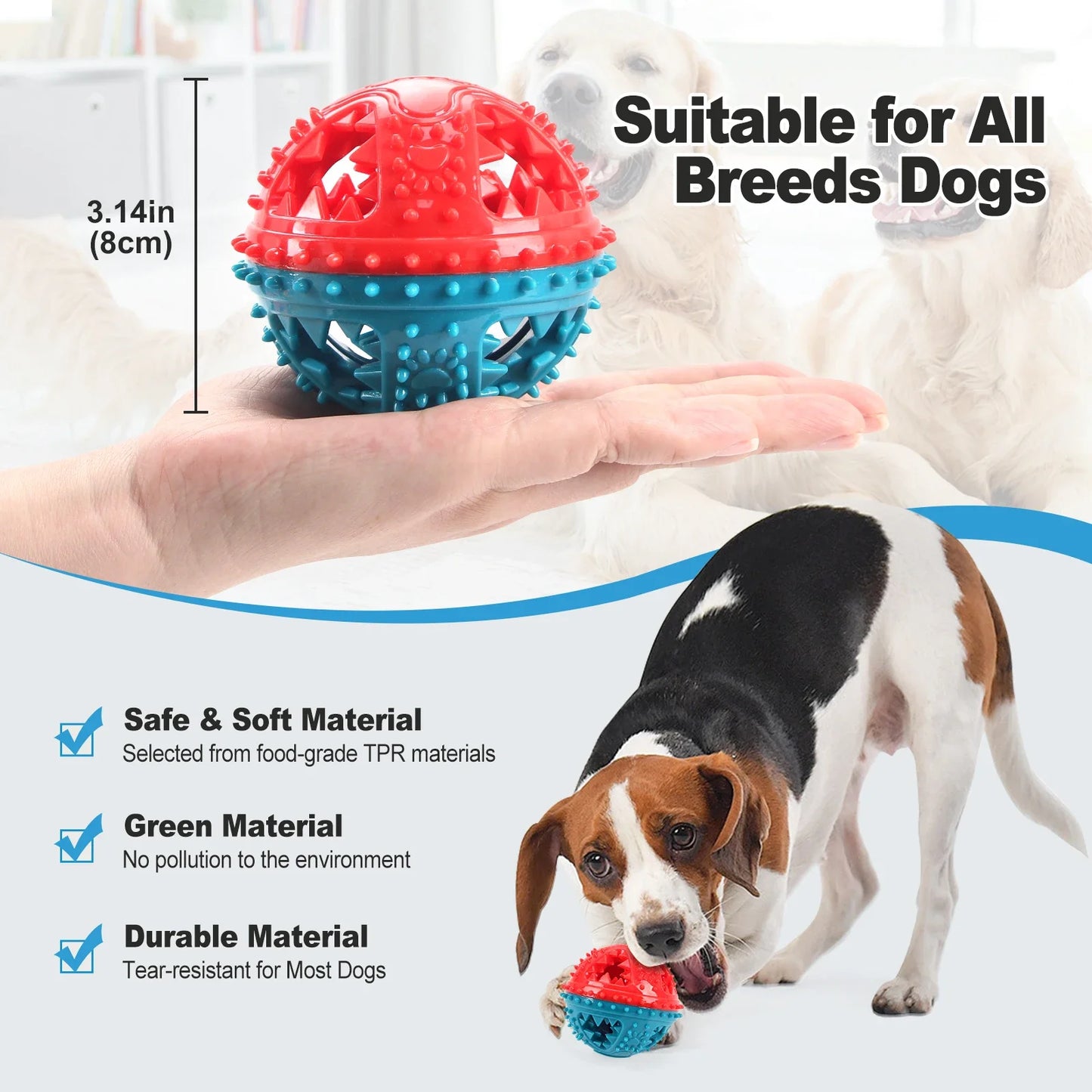 Dog Chew Toy Ball — Teeth Cleaning Leaking Food Interactive Puzzle Ball for Dogs