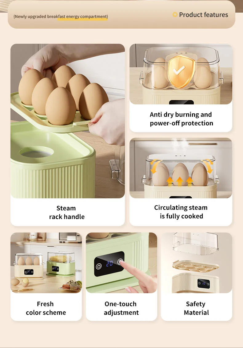 TINSOL 200W Multifunctional Electric Egg Cooker — Smart Steamer with Timer
