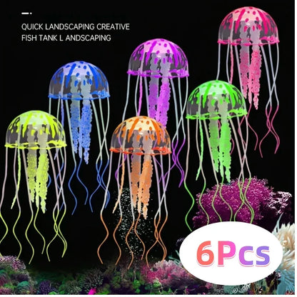 Artificial Glow Jellyfish Aquarium Decoration — Luminous Fish Tank Ornament