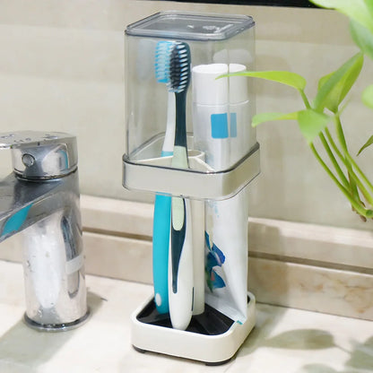 Toothbrush Holder with Cup and Cover — Bathroom Organizer for Toothbrush & Toothpaste