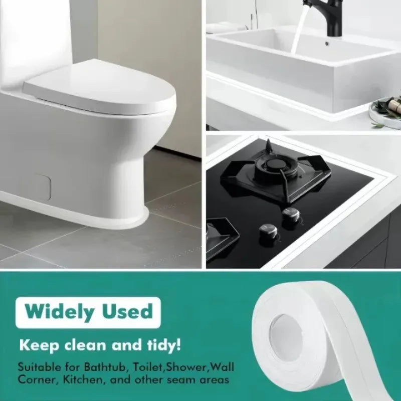 Waterproof Bathroom Sealing Tape — PVC Adhesive Caulk Strip for Sink, Bathtub & Kitchen