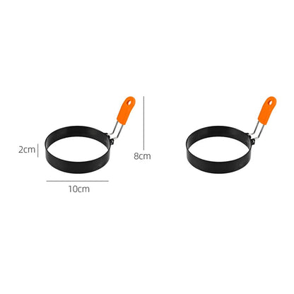 Stainless Steel Fried Egg Ring Mold — Heat-Resistant Silicone Handle & Non-Stick Egg Shaper
