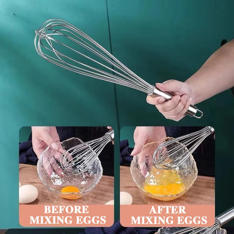 Stainless Steel Manual Egg Beater — Hand Whisk for Baking & Cooking