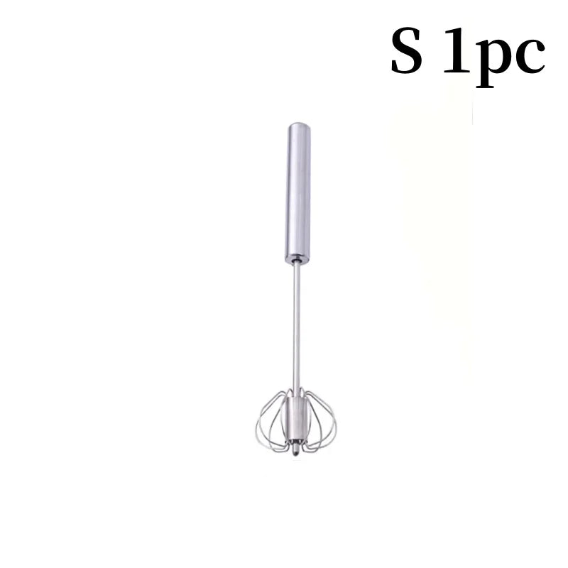Semi-Automatic Egg Whisk — Stainless Steel Manual Stirring Rod & Cream Blender