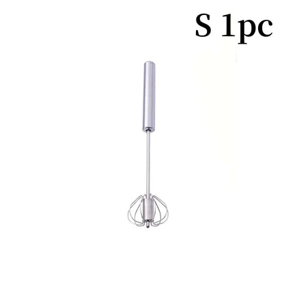 Semi-Automatic Egg Whisk — Stainless Steel Manual Stirring Rod & Cream Blender