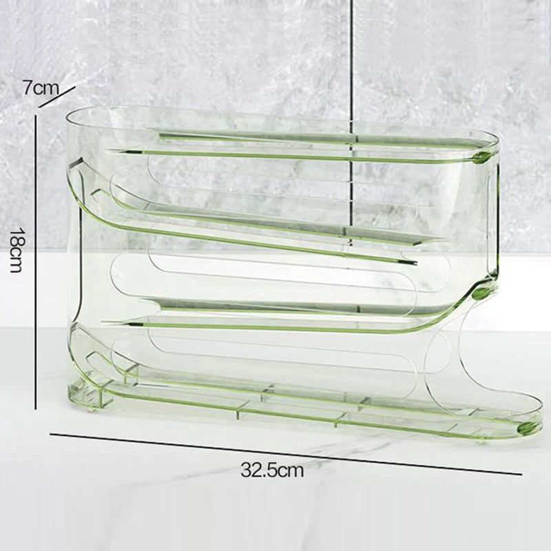 4-Layer Transparent Slide Egg Storage Box — Auto-Roll Fridge Organizer