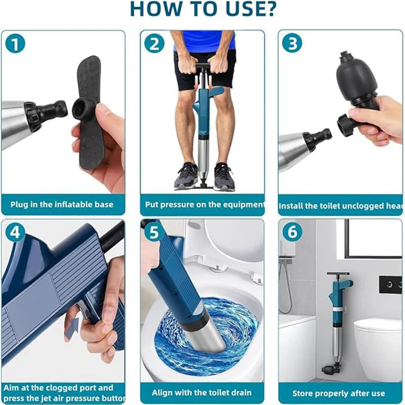 High-Pressure Air Drain Blaster – Toilet & Pipe Unclogger Tool