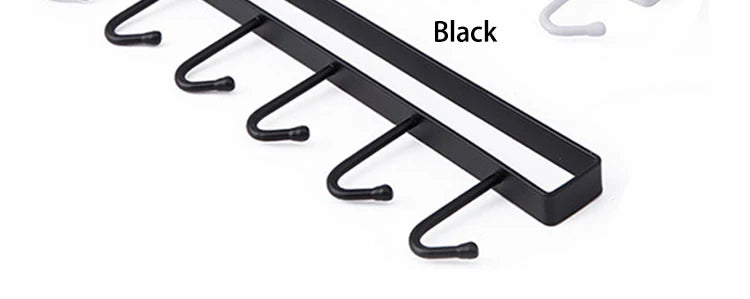 6-Hook Stainless Steel Mug and Cup Holder Rack — Under Cabinet Kitchen Organizer