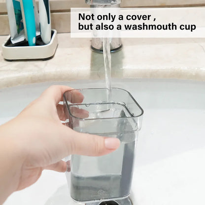 Toothbrush Holder with Cup and Cover — Bathroom Organizer for Toothbrush & Toothpaste
